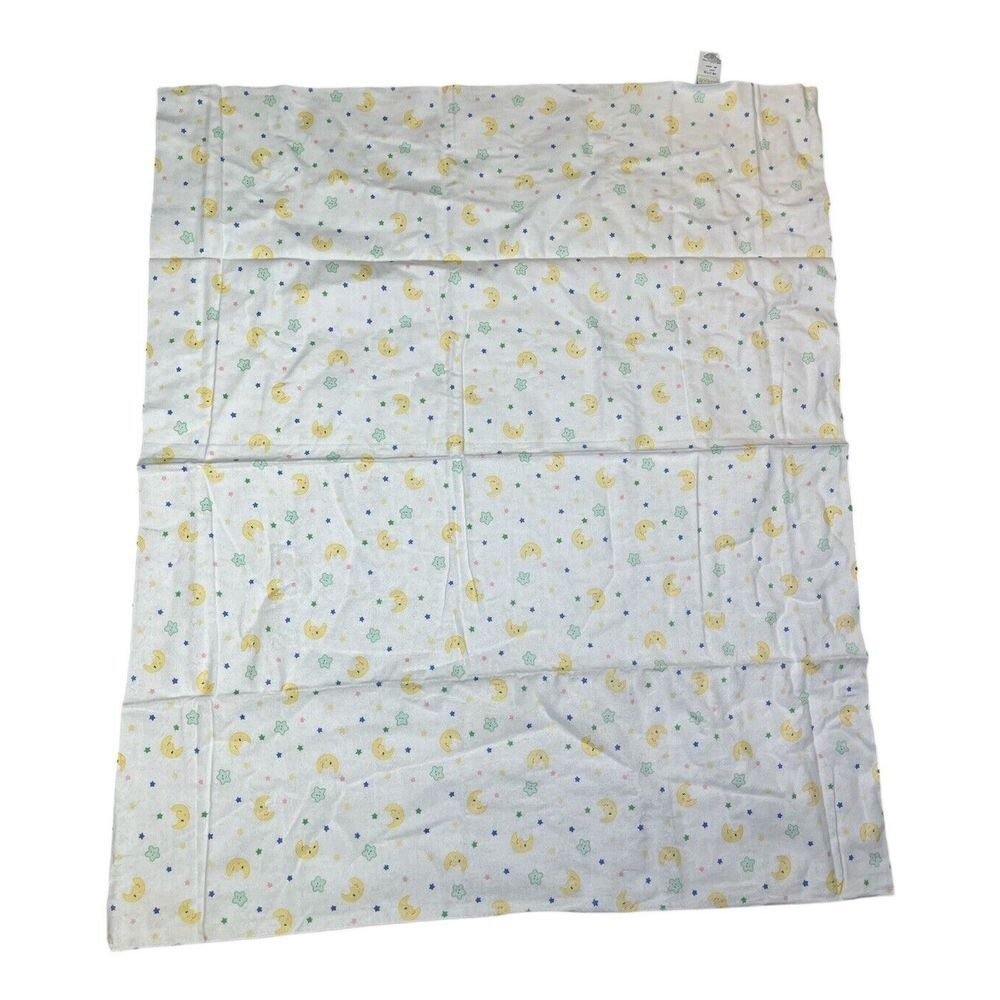 Vintage Circo Baby Receiving Blanket Moon Stars Faces Flannel 38"x33" Cotton USA - Picture 2 of 9